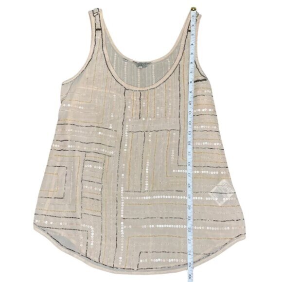 Guess Vintage Sleeveless Sequin Scoop Neck Nude Tank Top Small - Picture 3 of 7